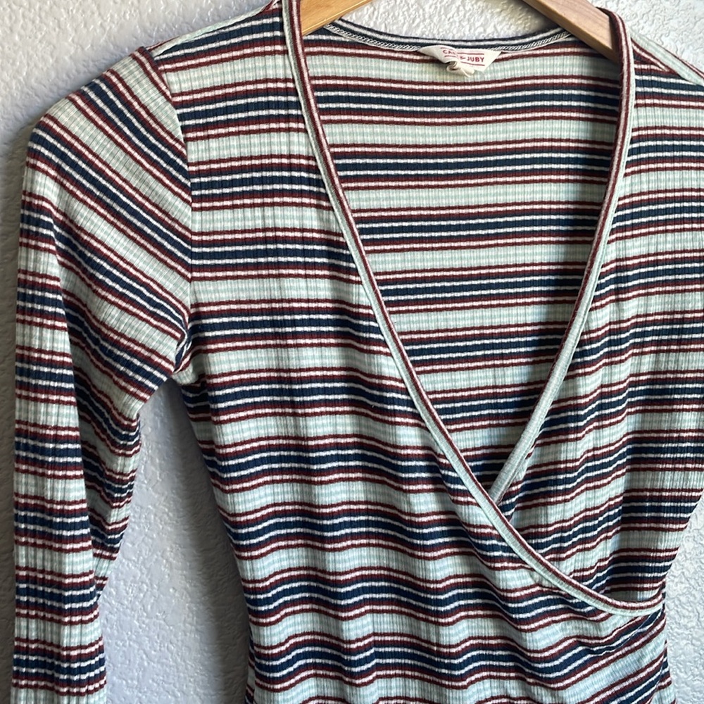Blue Red and White Striped Bodysuit